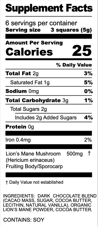 Mad scientist Lion's mane chocolate. Made in New York. (3 bar bundle)